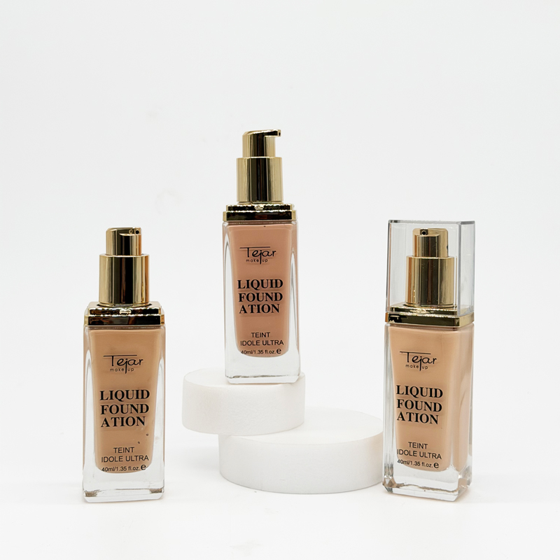 Maquillaje fluido en envase de vidrio - CAJA EXHIBIDORA