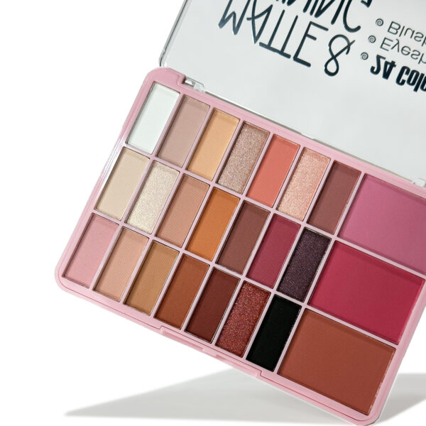 Paleta de sombras matte y shinning x 21 colores y 3 rubores